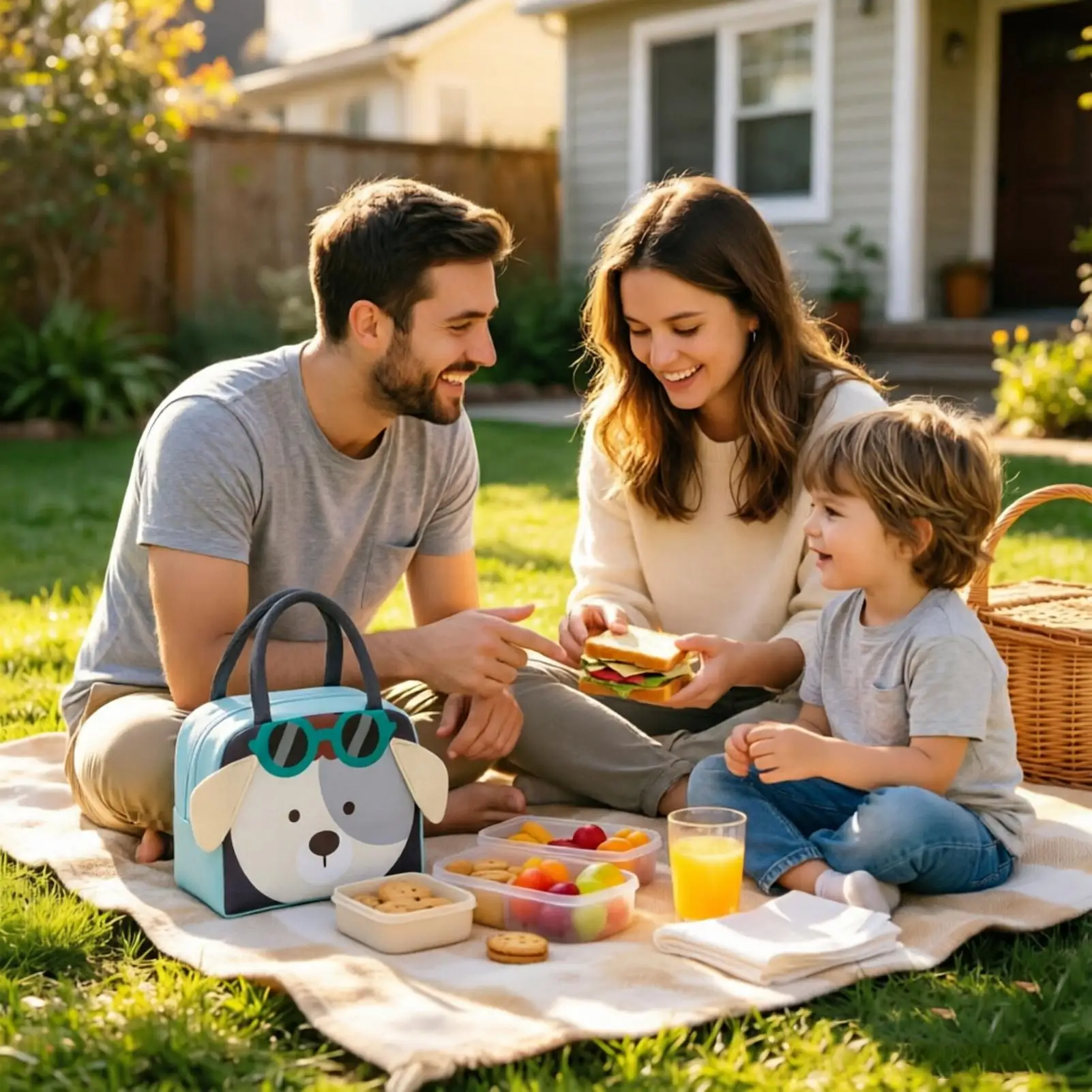 Cute Lunch Box Large Capacity Leakproof Waterproof Animal Cooler Picnic Tote Bag For Outdoor Picnic Beach Work School Travel