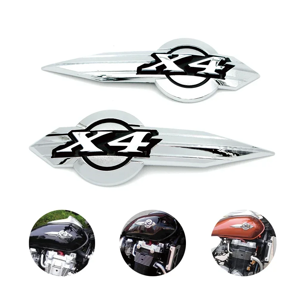 Moto Chrome Olie Brandstoftank Copertura Gas Kuip Protezione Embleem Distintivo 3D Decalcomanie Adesivi Lijm Per Honda X4 CB1300 Cb 1300