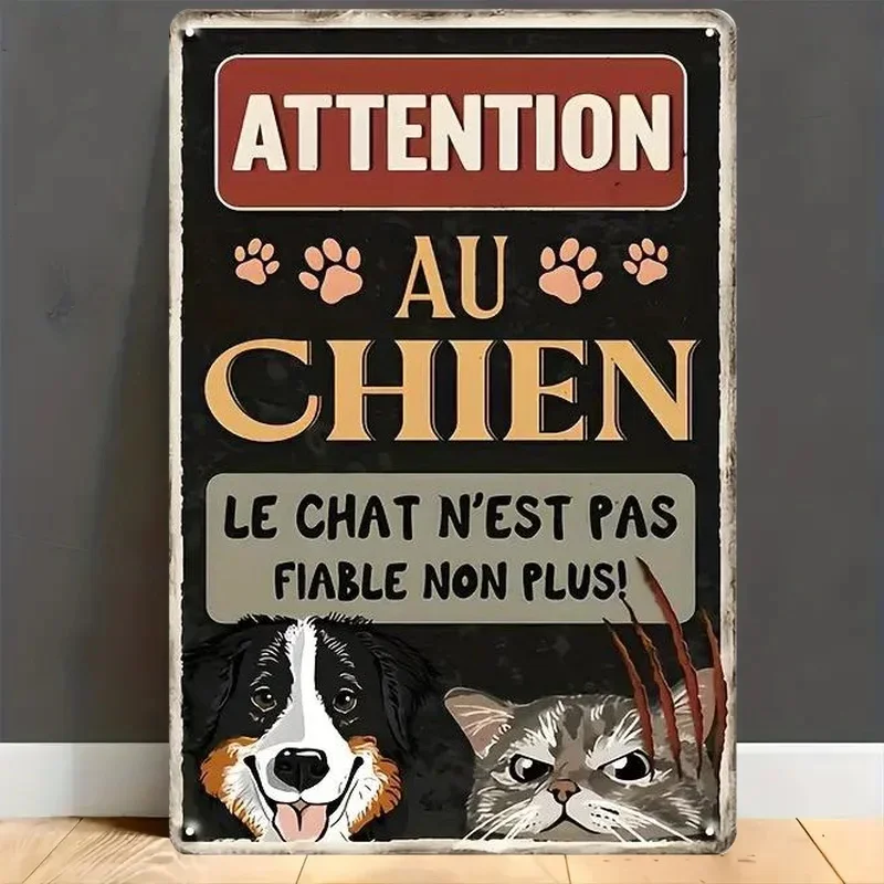 Vintage French Metal Wall Art Sign - 