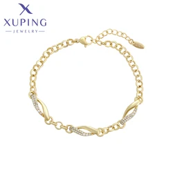 Xuping Jewelry New Arrival Trendy Charm Chain Shaped Fashion Copper Alloy Light Gold Color Bracelet for Women Gift X000772412