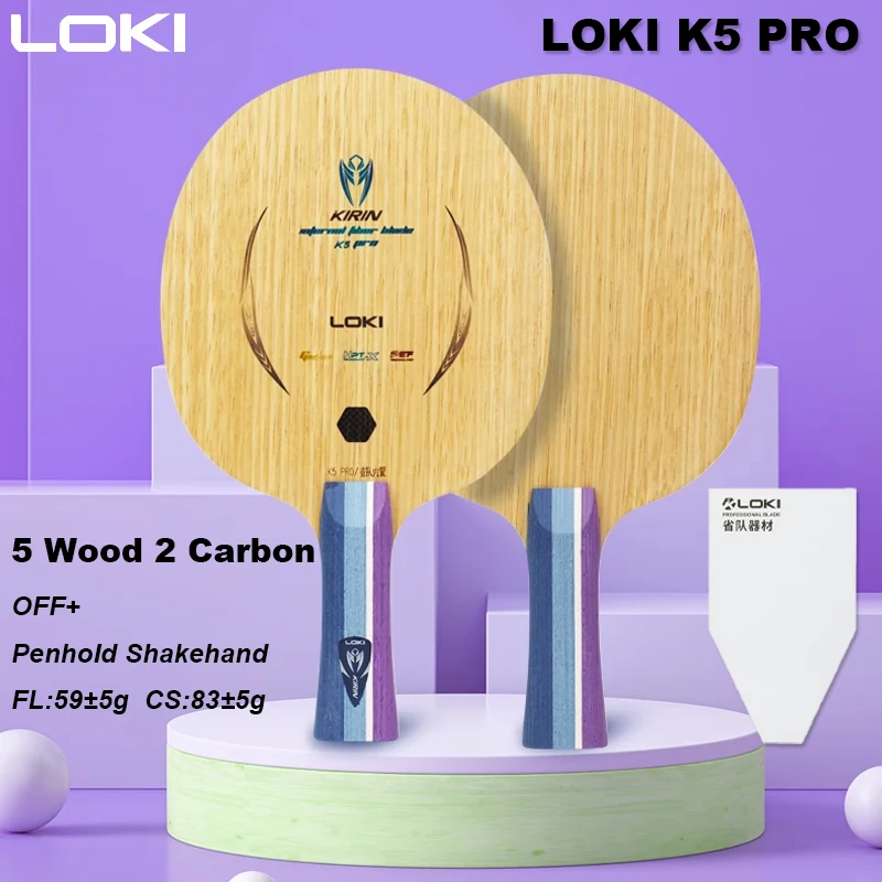 

LOKI K5 PRO Carbon Fiber Table Tennis Blade 7-Ply 5 Wood 2 Carbon Ping Pong Paddle OFF+ Table Tennis Racket Penhold Shakehand