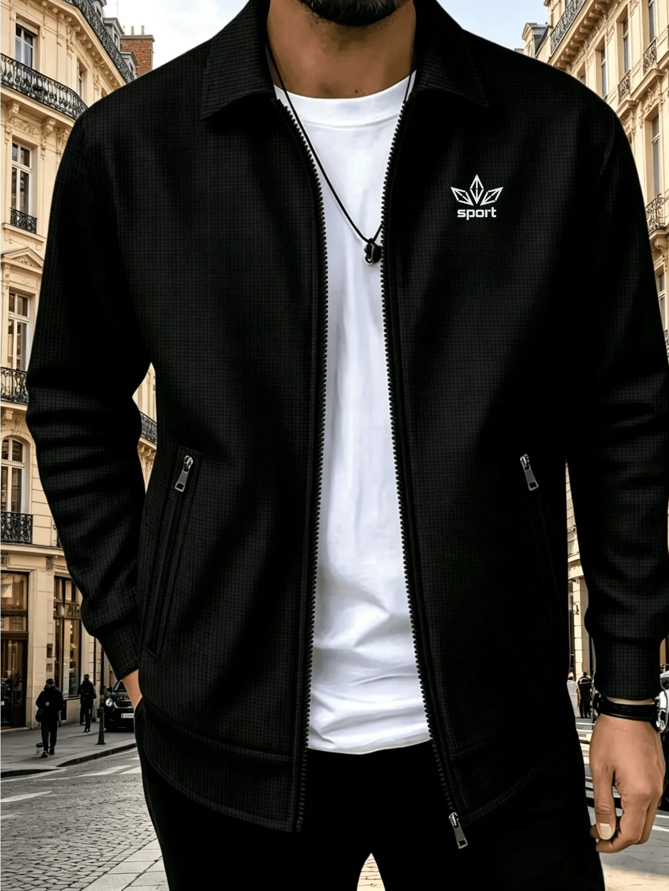 Spring and autumn men's jacket, spring and autumn men's classic waffle coat, versatile cardigan