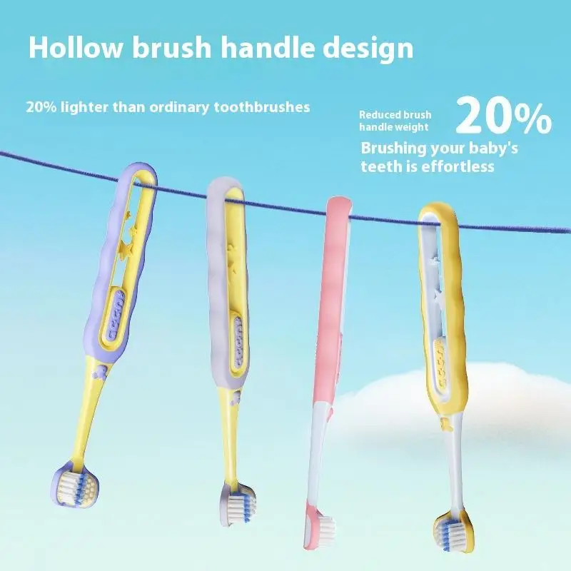 ⭐HOT❗ Antibacterial Cleaning Toothbrush For Children Three-sided Soft Bristle Toothbrush For Infants And Toddlers Aged 3-12