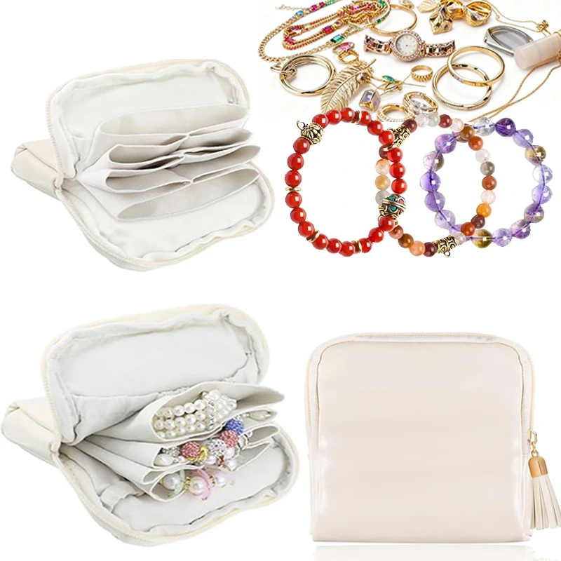 

Fashion Travel Portable Jewelry Storage Bag Soft PU Leather Display Case For Ring Earrings Necklaces Organized Jewelry Packaging