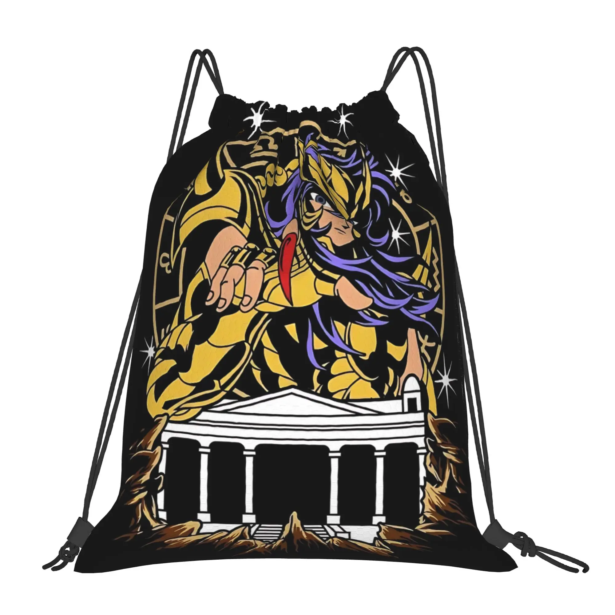 For travel Pouch Saint Seiya  Kawaii Drawstring Bags Shopping Shoe Clothes Storage Multi-function Teen Portable Rucksack