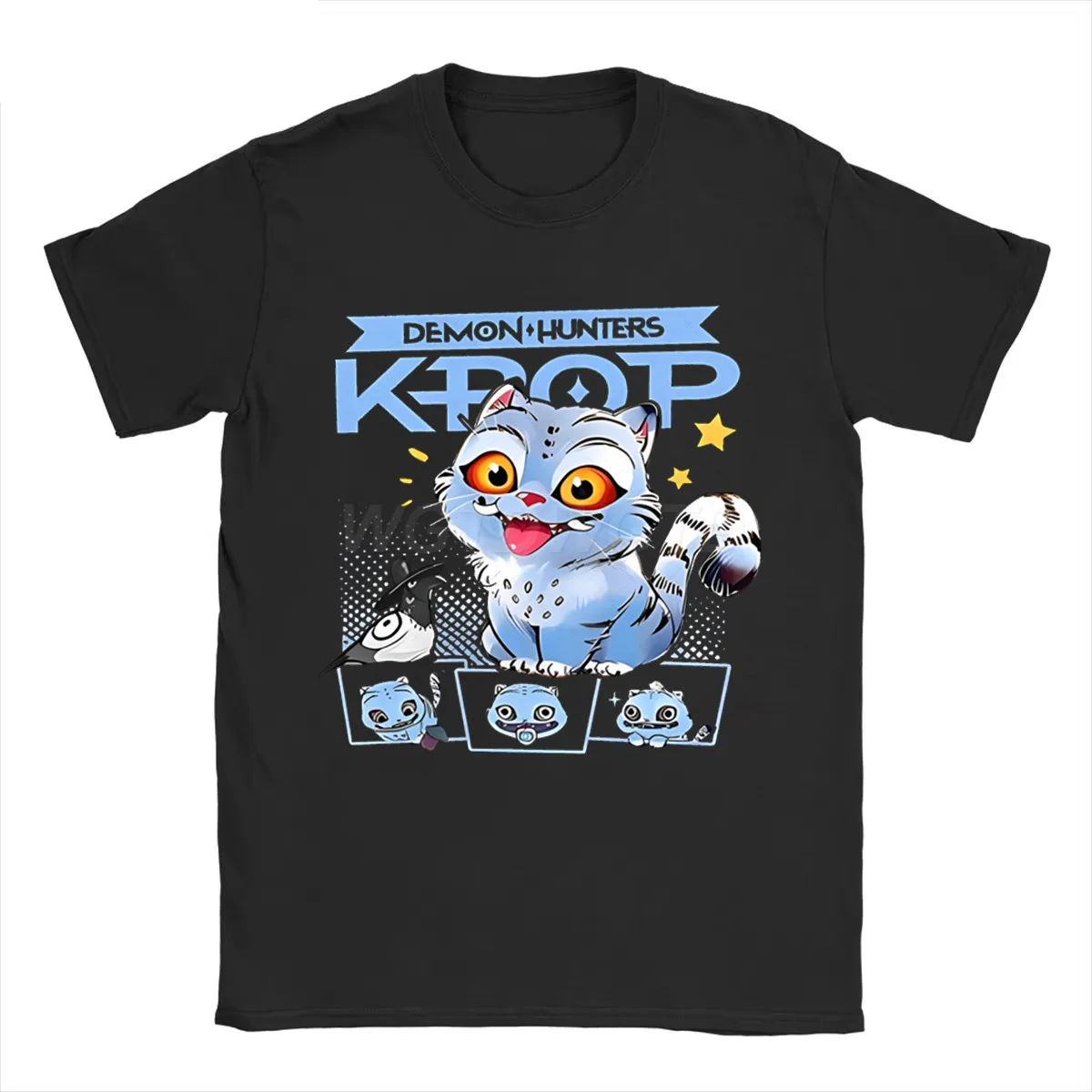 الرجال KPop شيطان الصيادين الأزرق النمر تي شيرت ملابس قطنية نقية الجدة قصيرة الأكمام الياقة المستديرة تيز هدية فكرة تي شيرت