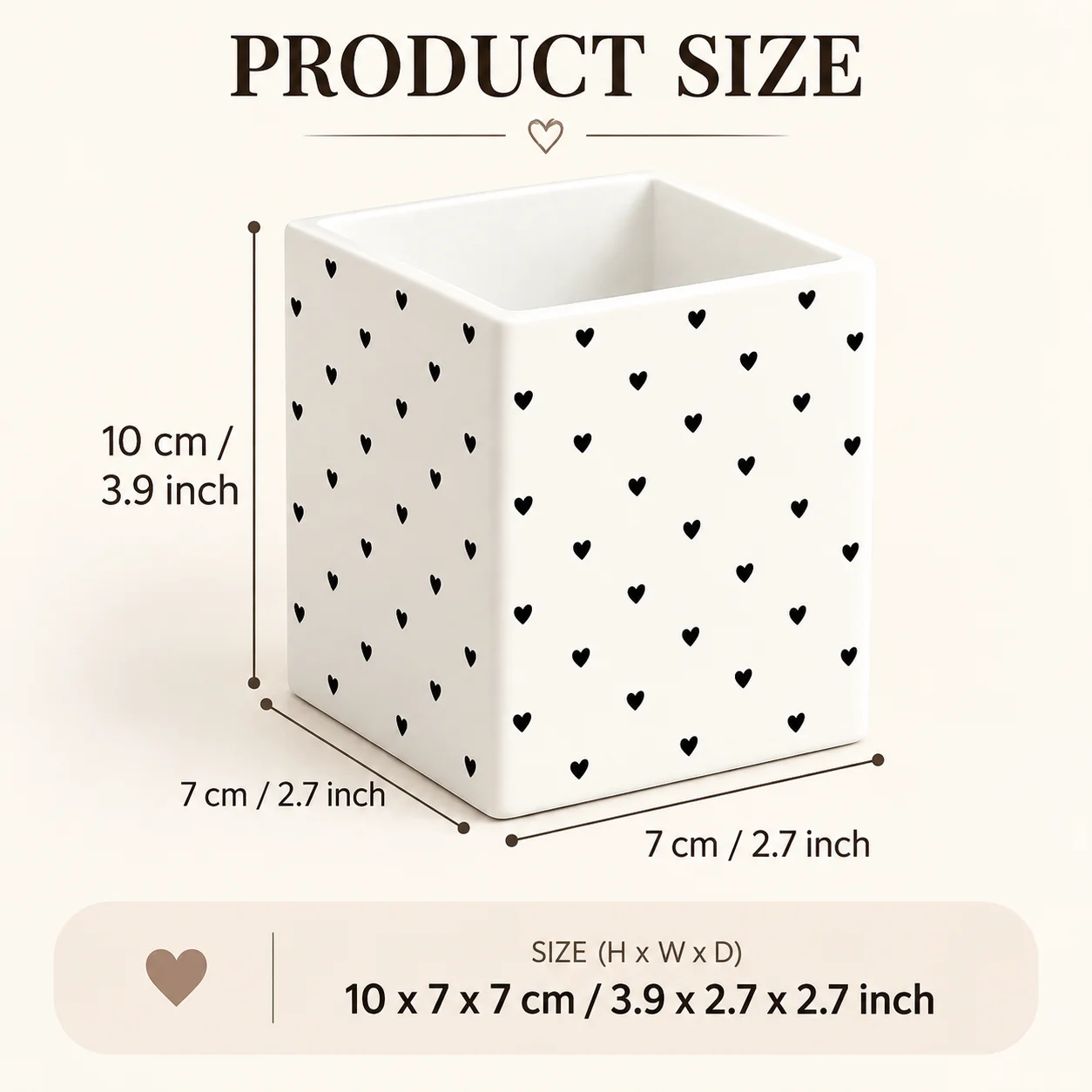 Plastic Storage Box Heart Print Organizer Desktop Pen Holder Kitchen Utensil Container Makeup Brush Holder Bathroom Storage Cup