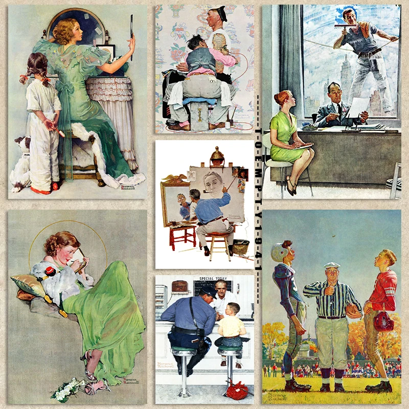 Norman Rockwell for Saturday Evening Magazine Illustration Fine Art Poster Canvas Printing Retro Magazine Fine Art Wall Decor