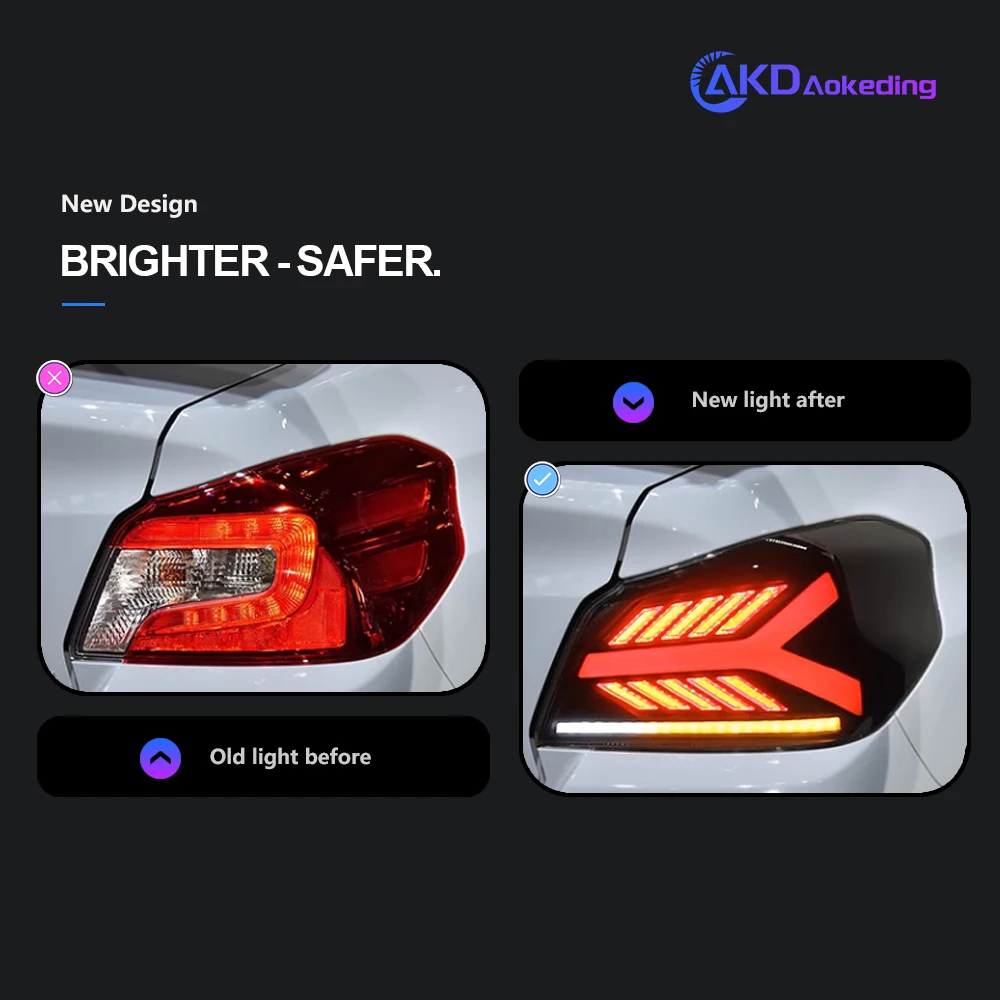 AKD Tail Lamp for Subaru WRX LED Tail Light 2015-2021 Impreza Rear Fog Brake Turn Signal Automotive Accessories