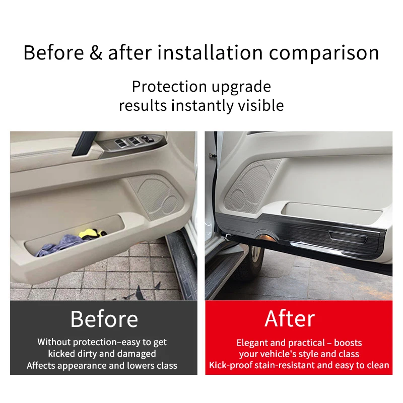 Brushed Stainless Steel Door Kick Protector for Pajero V97/V93 – OEM Fit No-Drill Installation Kick-Proof Stain-Resistant view 3