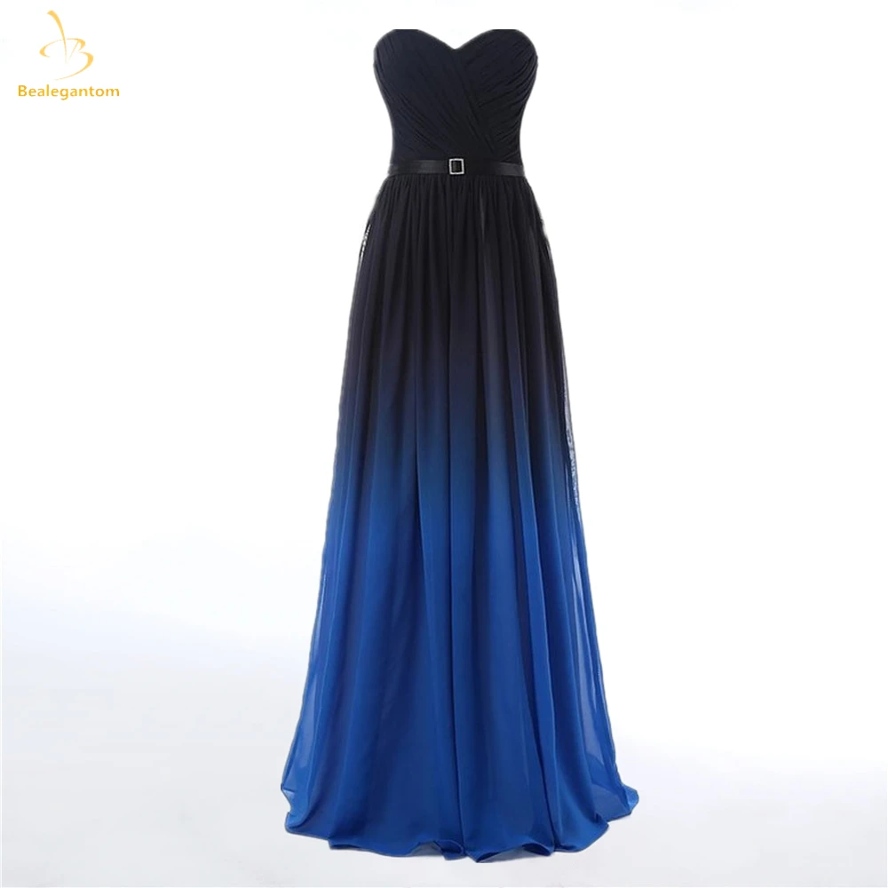 Bealegantom Sexy Sweetheart Gradient Chiffon Prom Dresses Belt Ombre Formal Evening Party Gown Robes De Soiree QA572