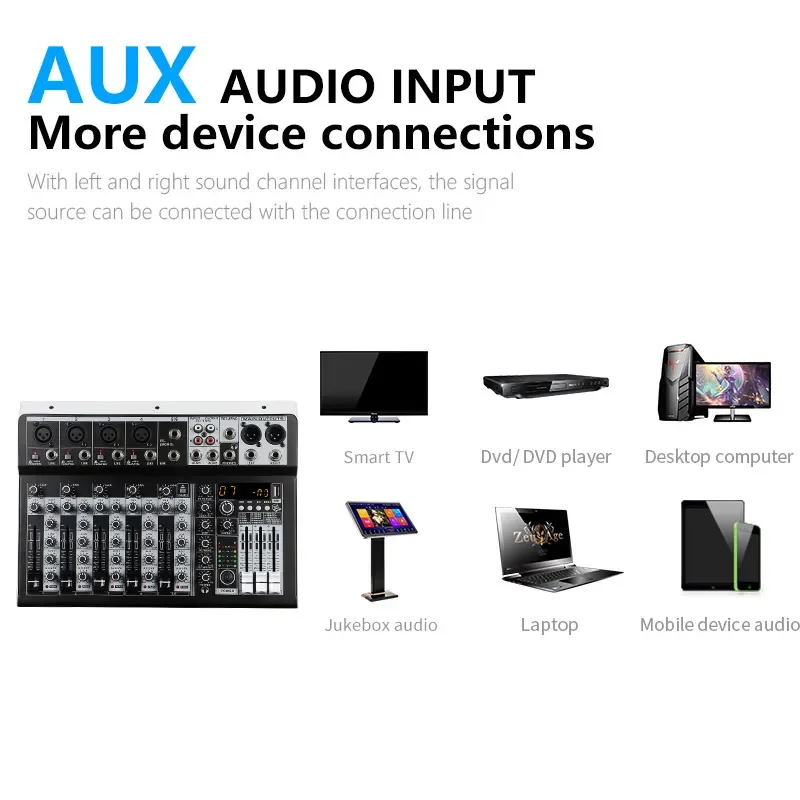 for Cross-border Professional 4 6 8 Channel Small Mixer for Stage Performance Wedding Meeting Home with USB Disk Bluetooth