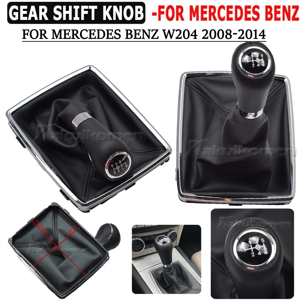 Autoteile 6-Gang-Schalthebelknauf mit PU-Ledermanschette für Mercedes Benz W204 C204 C63 C300 C250 W207 A207 W212 2008-2014 – Detail 2
