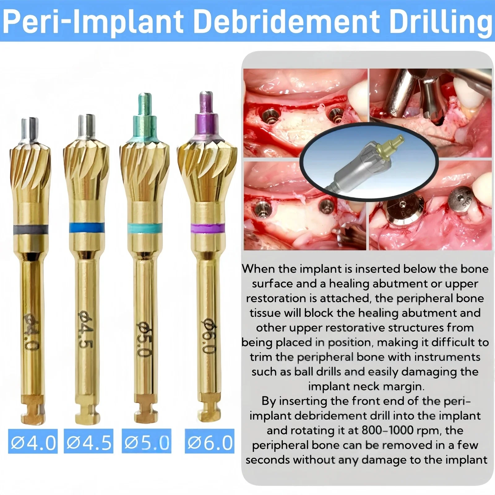 Dental Implant Bone Profiler Grinding Bur Surgical Instrument for Hiossen OSSTEM Dentium ITI MIS Adin
