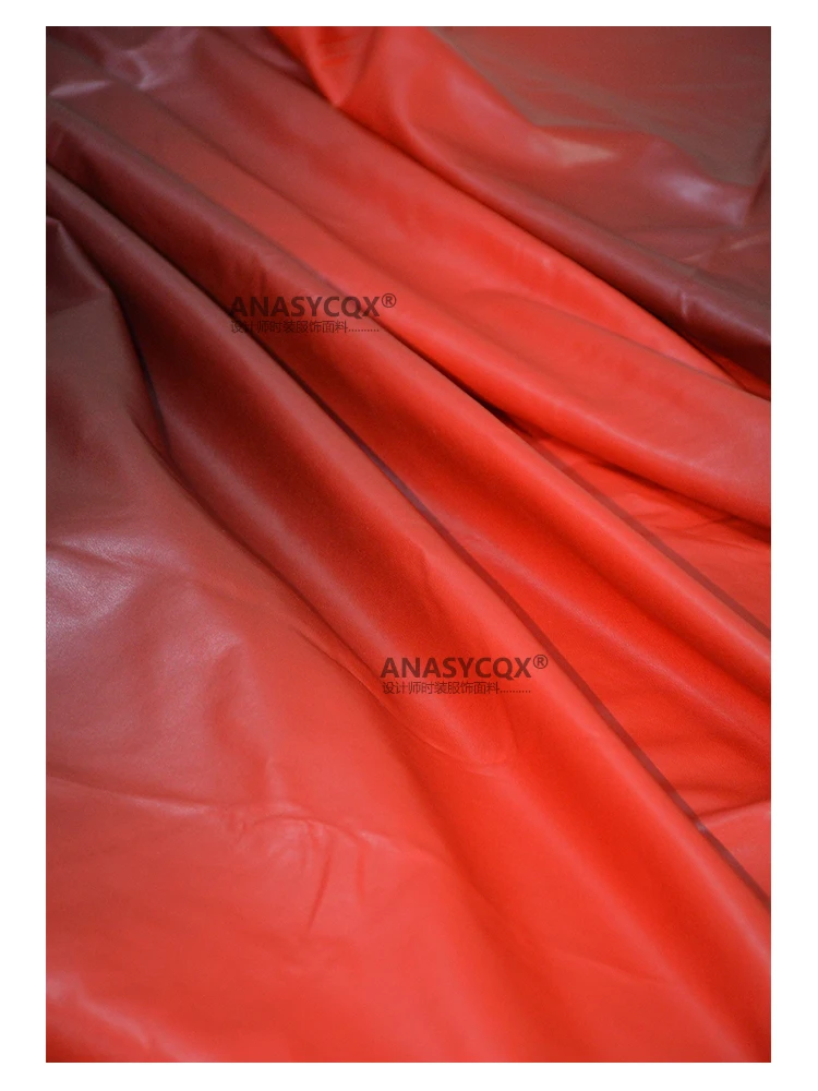 Leather Fabric Chinese Style Micro Elastic PU Designer Gradient Dyeing Thin Diy Sew Cloth Apparel Sewing Fabric