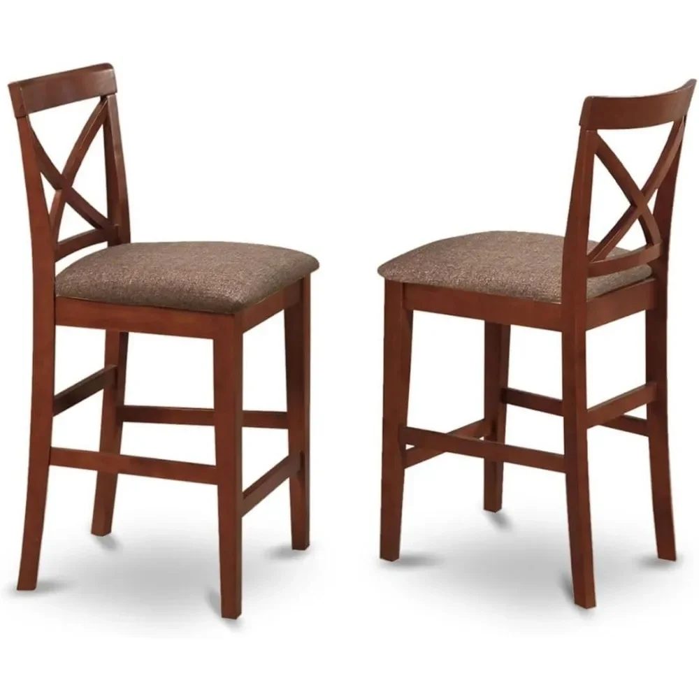 

Pub Counter Stool-Linen Fabric Bar Height Dining Chairs, Set of 2