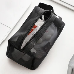 Black Capacity Key Bags Transparent Cosmetic Bag Square Mesh Storage Pouch Mini Zipper Coin Purse Mini Wash Bag Stationery Case