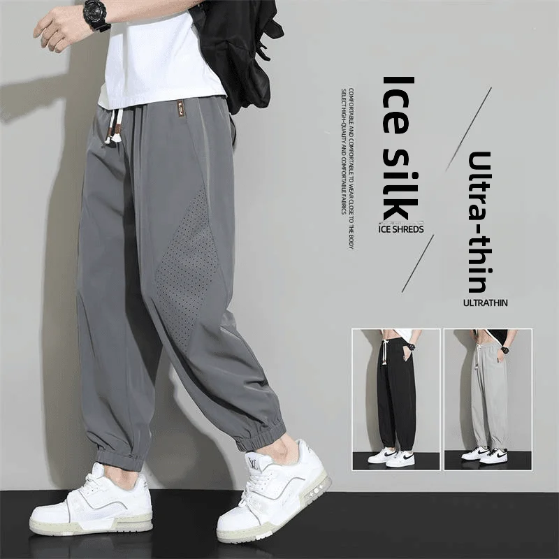 Plones Casus de Seda de Hielo para Hombre, Verano, Finos, Hoados, Talla ande, Secado Rápido, Deportivos, Estilo Ju...