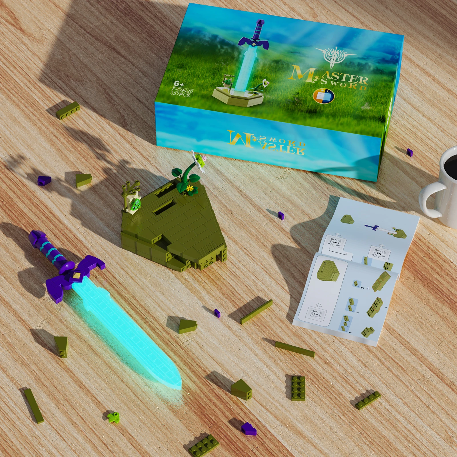 Model Mistrzowskiego Miecza z Dzikim Blaskiem, z Instrukcją na Papierze i Pudełkiem, 327 Elementów, Klocki Konstrukcyjne dla Dzieci