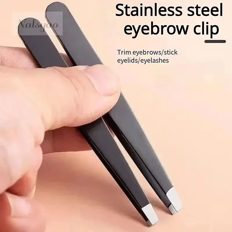 Professional Stainless Steel Precision Tweezer Slant Tip Hair Plucker for Easy Grooming Eyebrows Beard Portable Comfort