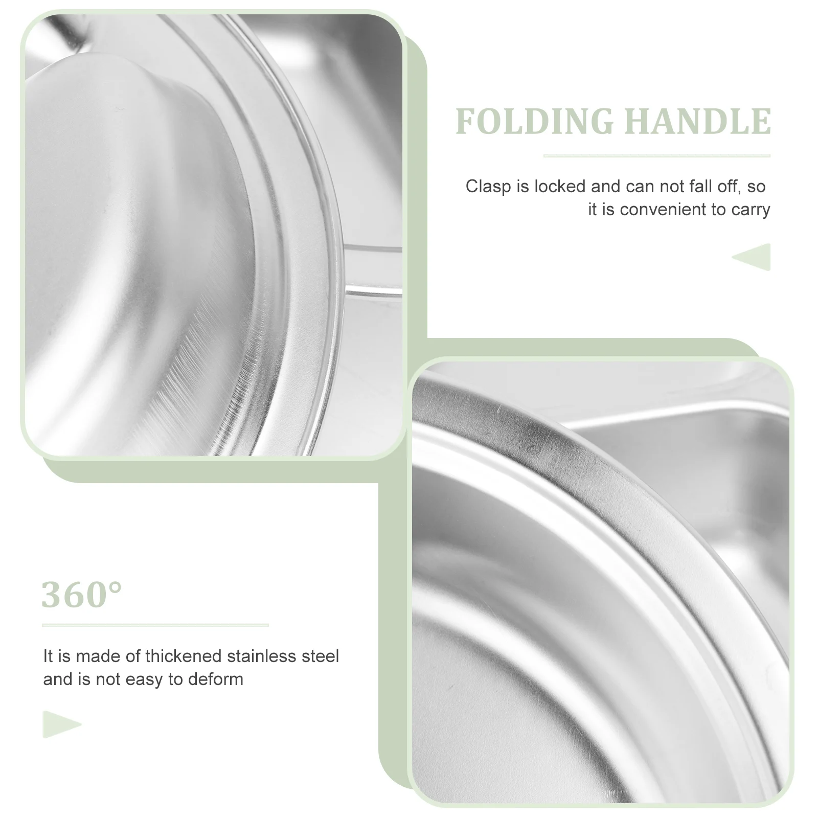 

3pcs Stainless Steel Round Separation Plate Food Storage Tray School Company Canteen Easy Clean Grid Fast Food Serving Tray