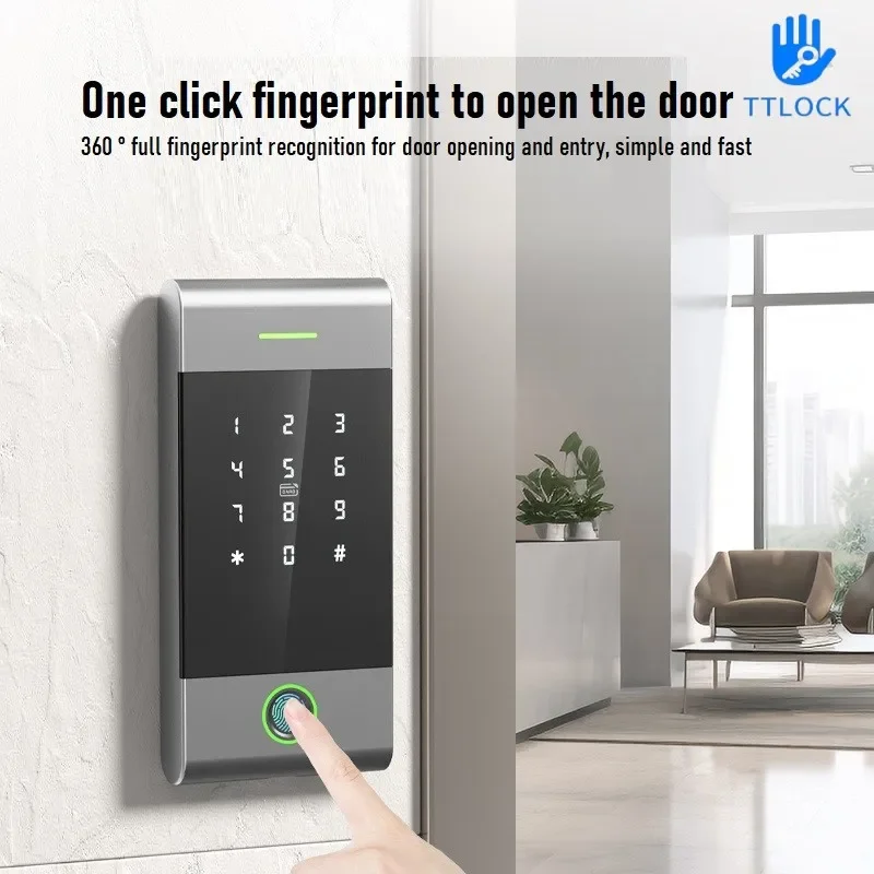 TTlock Fingerprint Access Control Machine Intelligent Attendance Machine Support APP Password IC Card Remote Control Unlocking