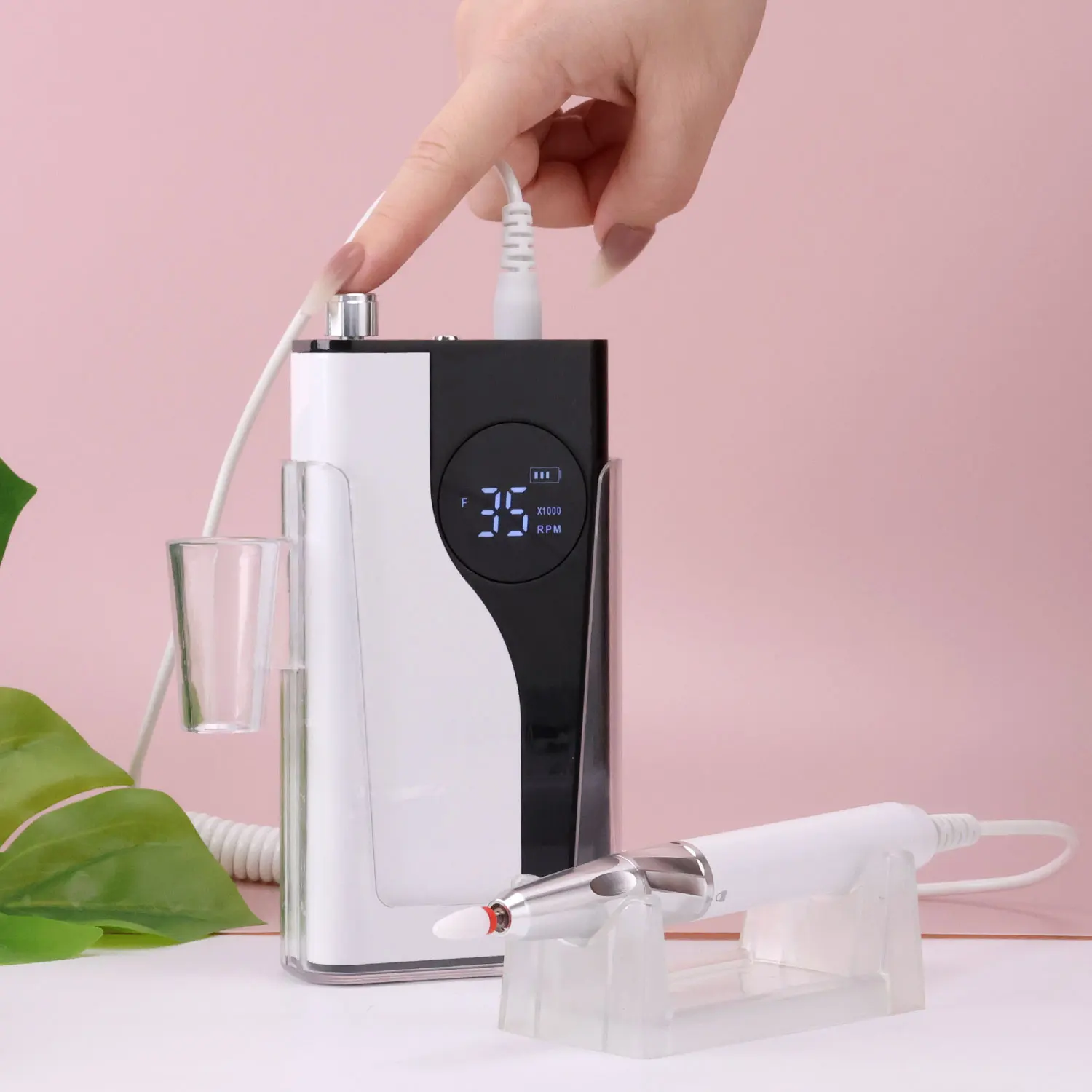 Zweifarbiges Aluminiumlegierungsmaterial, schlanker Griff, 35.000 U/min, kabellos, bürstenlos, 85 W, professionelle elektrische Nagelbohrmaschine