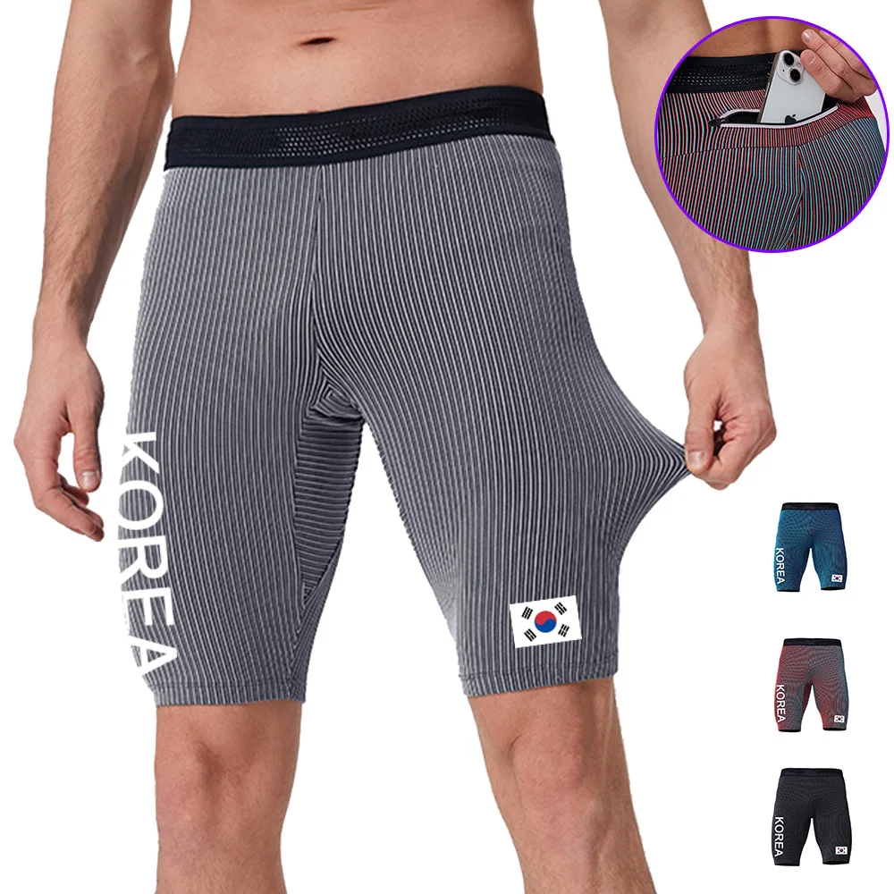 

Marathon Compression Shorts Quick Dry Running Training Fitness Leggings Bodybuilding Tights Sports Men Gym Male with Waist Bag
