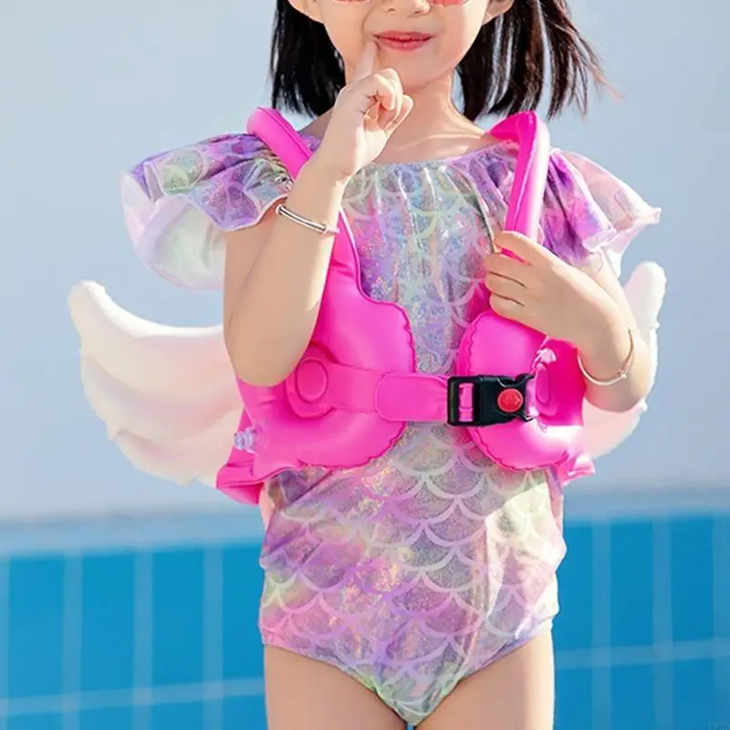F62d opblaasbare engelenvleugel zwemvlucht Baby Bathtub drijvend vest voor w/ verdikte PVC
