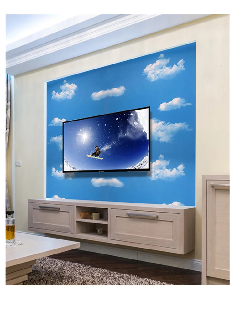 Blue Sky White Cloud Waterpoof  Wallpaper Vinyl Self Adhered Wall For Living Room Bedroom Wall Decoration Painting Detachable 3d