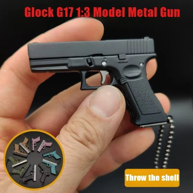 1PC Alloy GLK G17 1:3 with Keychain Pistol Model Ornaments Simulation Detachable Soldier Equipment with Bullets Decorative Toy