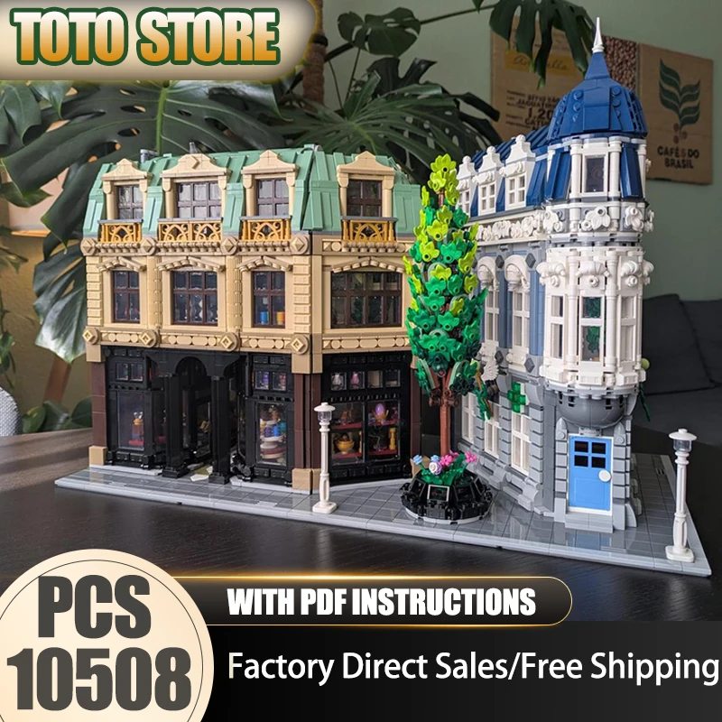 

City Street View Moc Building Bricks The Old District Model Technology Modular Blocks Gift Christmas Toy DIY Assembly HolidaySet