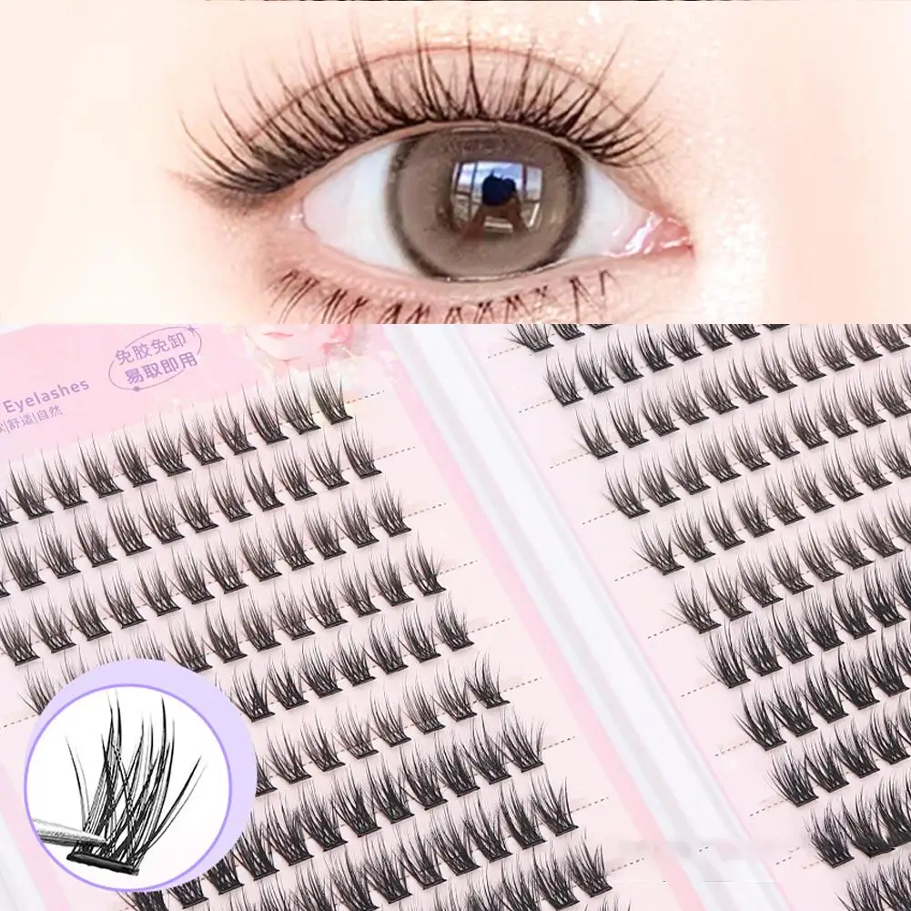 Self Adhesive Eyelashes Large Capacity DIY Cluster Lashes No Glue Needed Reusable Natural Soft Eyelash Extensions Makeup Tool