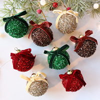 16pcs 6cm Bow glittery Christmas Ball Set Xmas Tree Balls Ornament Hanging Bauble Pendant 2025 Christmas For Home Navidad 2026