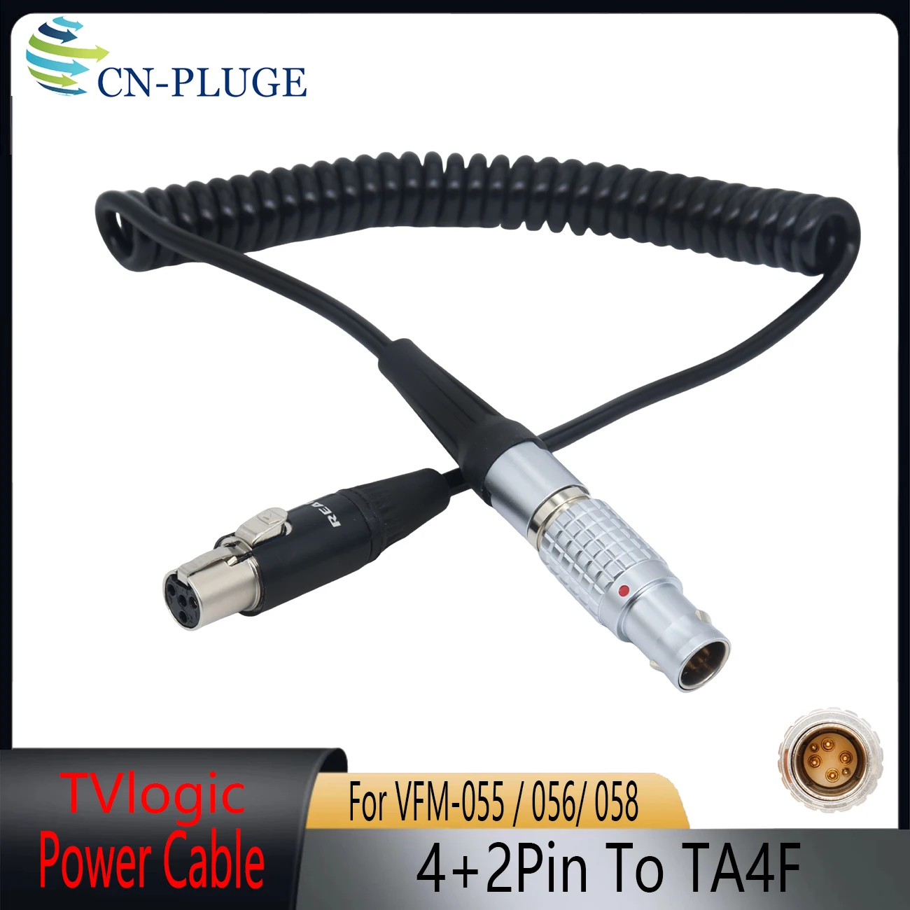 DJI Ronin 2 6 Pin (4+2) to TA4F Mini XLR 4 Pin Power Cable for TVLogic LVM 058 074 170 Monitor DC 14.4V