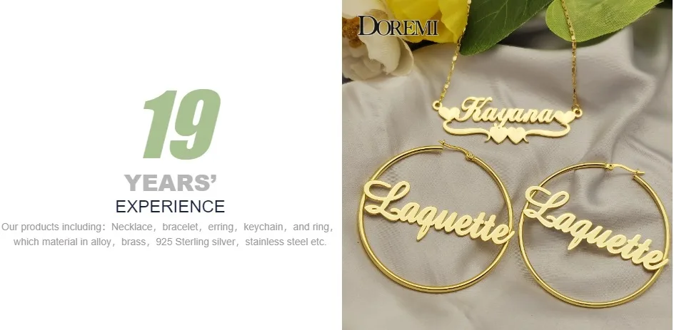 DOREMI One Name Earrings and Necklace set Tile Chain Round Regular Hoops Earrings Custom Letter Hoop Personalized Name Earrings