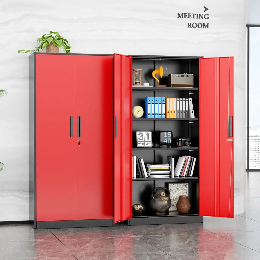 

Metal Storage Cabinet with Adjustable Shelves, Garage Storage Cabinets with Doors and Shelves, File Cabinets for Home Office, K