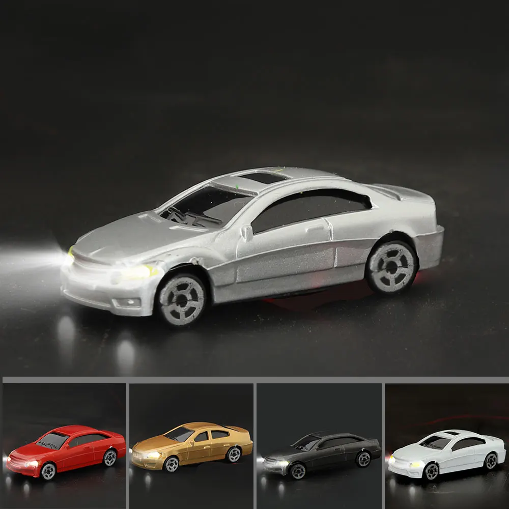 

10pcs 12V N Scale Luminous Miniature Cars 1:150 ABS Plastic Model Vehicles Toys for Sandtable Landscape/Diy Model Making/Diorama