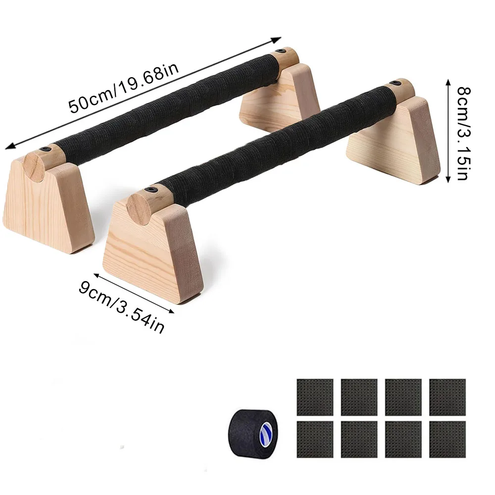 1 paar houten push-up bar, voor thuistraining parallettes bars, push-up standaard oefenapparatuur handstandblokken voor mannen en vrouwen - afbeelding 1