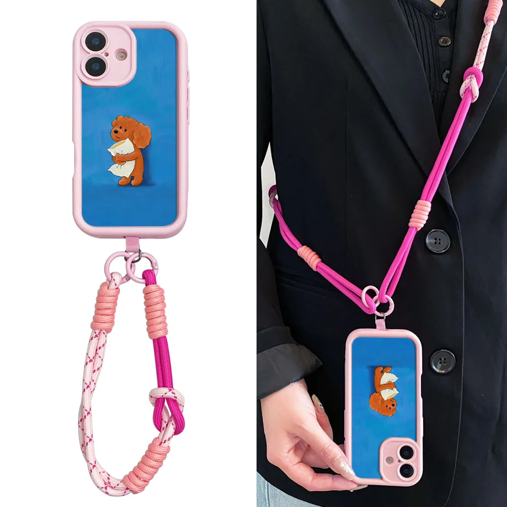 Ypm5Cute perro bandolera cordón funda para Xiaomi Poco F7 X7 M7 X6 F6 M6 F5 X5 X3 M3 Pro C55 C65 C75 C71 collar Correa cubierta de teléfono