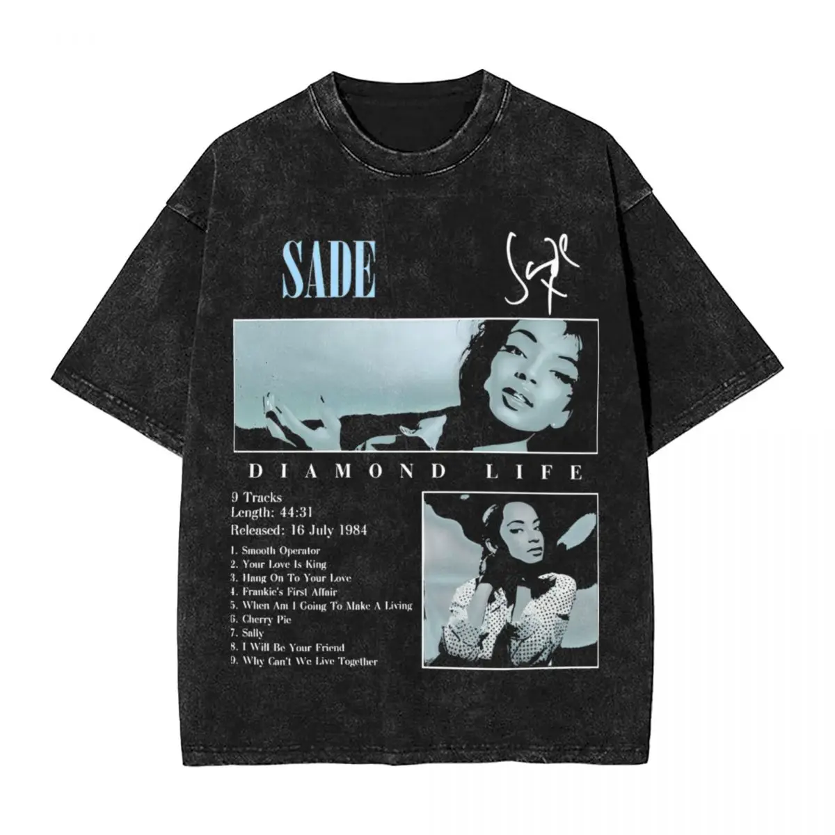 S-Sade Adu Singer 80s Music Washed T-shirt Streetwear Hip Hop novità T-shirt Tees top uomo donna manica corta Harajuku estate