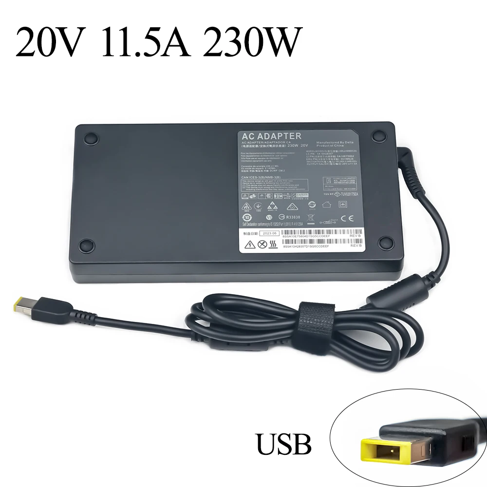 

20V 11.5A 230W USB PIN AC Laptop Charger Adapter for Lenovo Legion Y740 Y920 Y540 P50 P70 P71 P72 P73 Y7000P Y9000K A940 00HM626