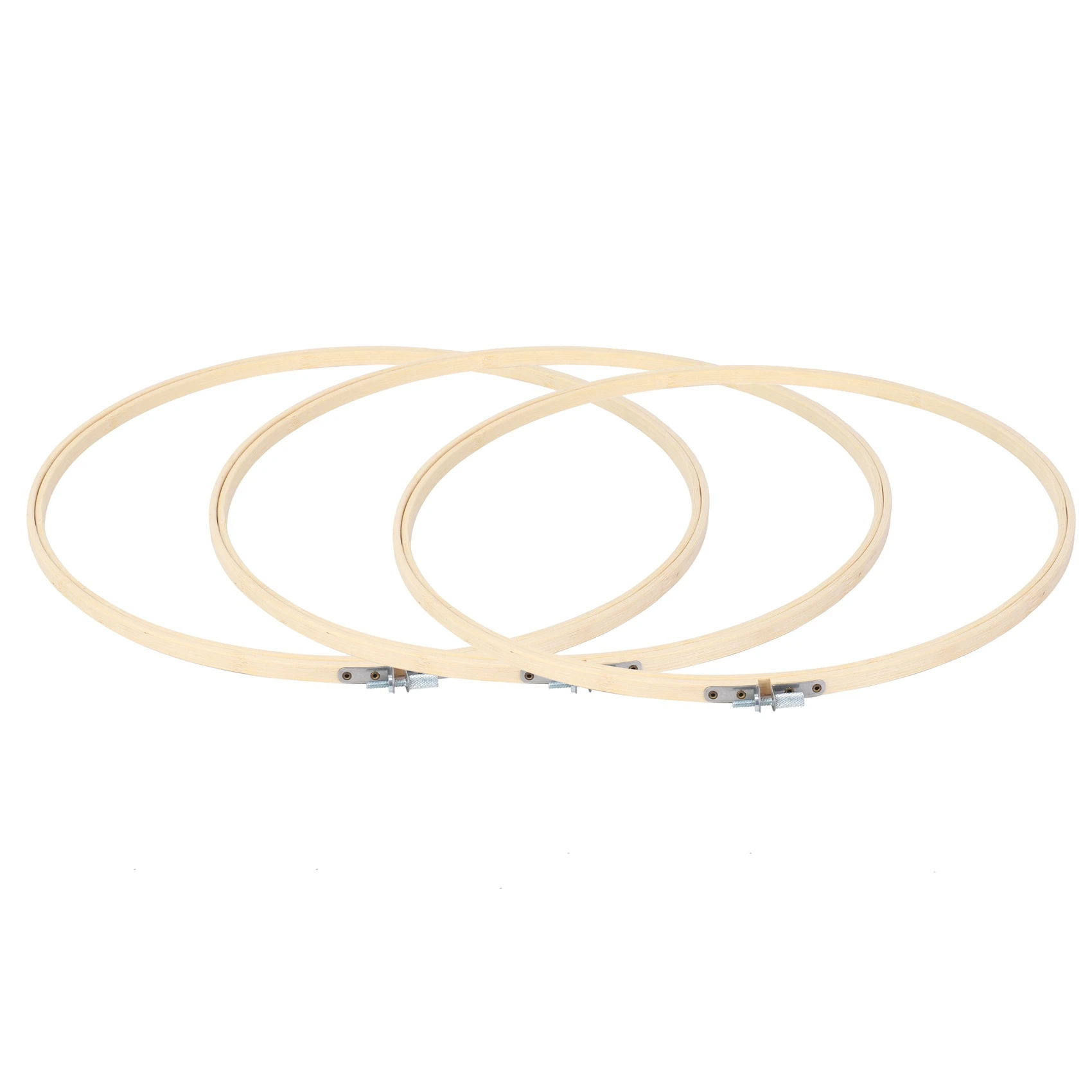 

A98E-6 Pieces 14 Inch Embroidery Hoops Wooden Round Adjustable Bamboo Circle Cross Stitch Hoop Ring For Art Craft Sewing