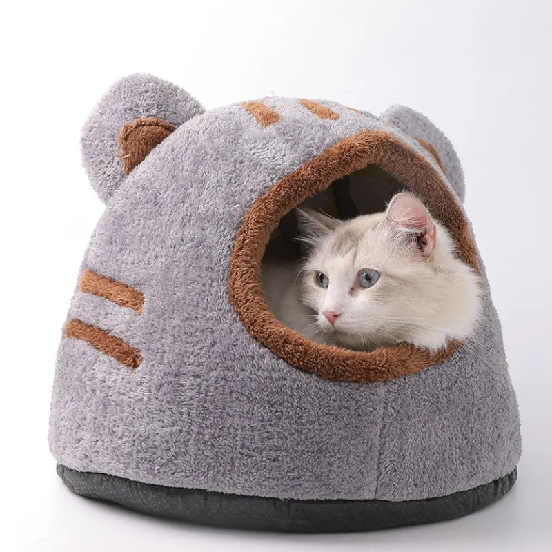 Cat Houses Winter Deep Sleep Comfort Cat Bed Cute Bear Head Shape Nest Pets Tent Cozy Cave for Cats House Pet Supplies