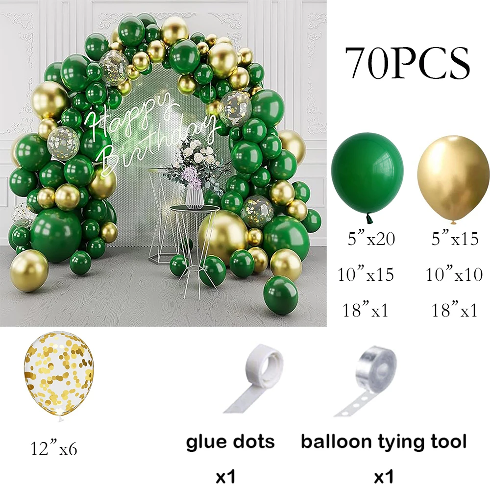 Palloncini verde scuro ghirlanda oro metallizzato coriandoli Kit arco palloncino in lattice decorazioni verdi natalizie Globos decorazione festa di