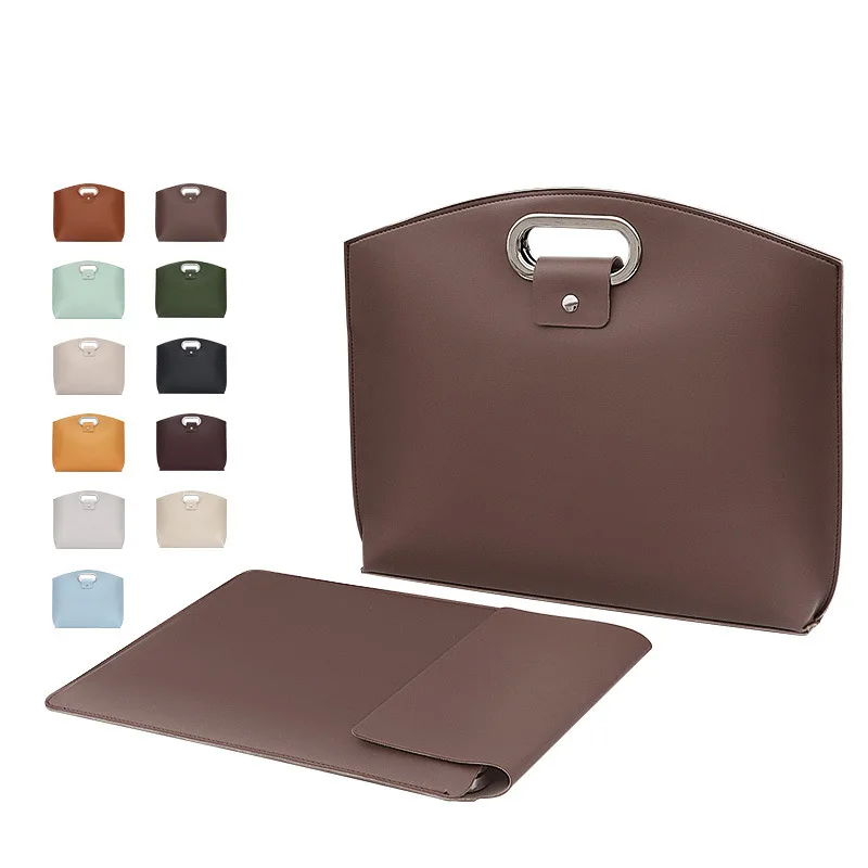 

PU Leather Laptop Bag 13.3 14 16 Inch Simple Handbags Shoulder Bag Casual Vintage Cute Women Waterproof Notebook Case