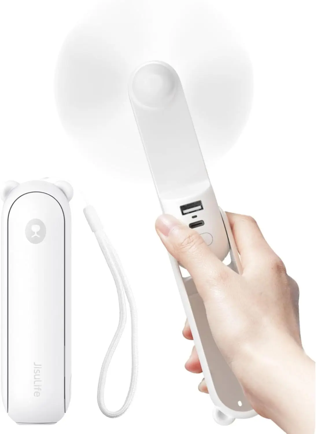 

Портативный ручной вентилятор с функцией Power Bank на 4500 мАч, 37 часов работы, складная конструкция, идеально подходит для путешествий и в качестве подарка