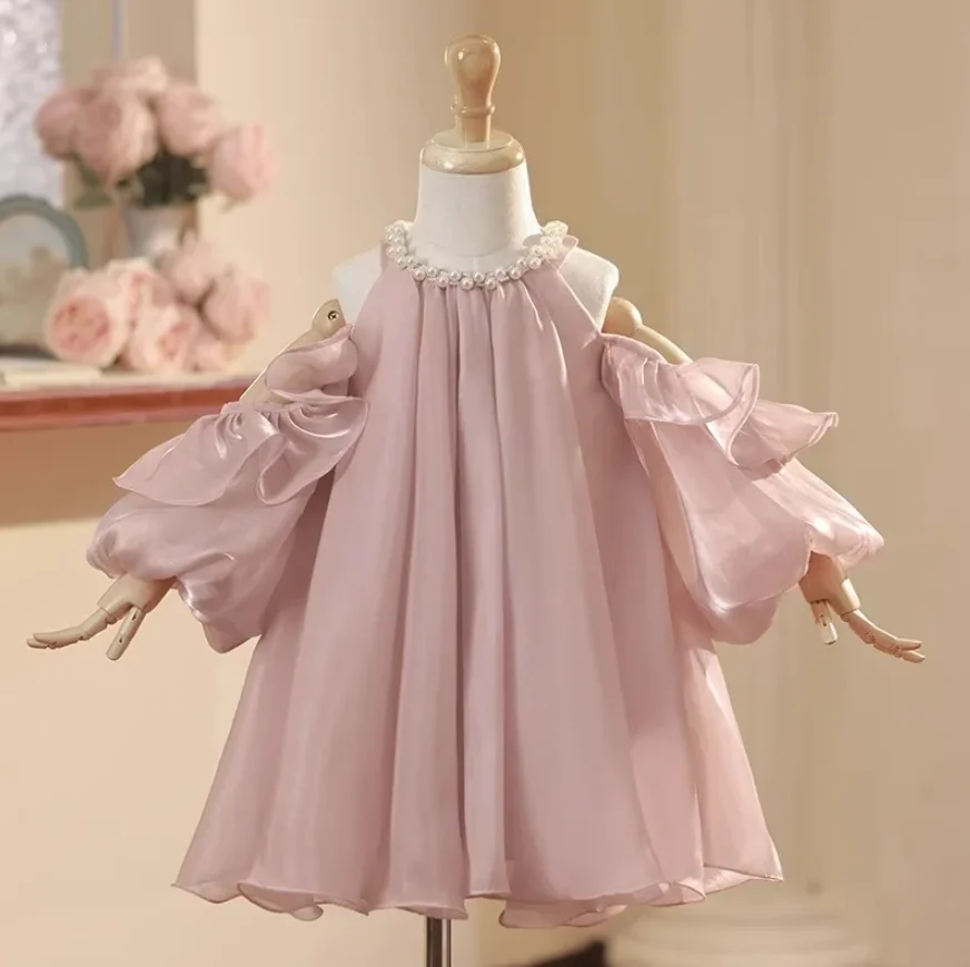 

Luxurious First Birthday Party Dress for Girls Children Design Beading Dresses Teenage Girl Princess Elegant Banquet Frocks