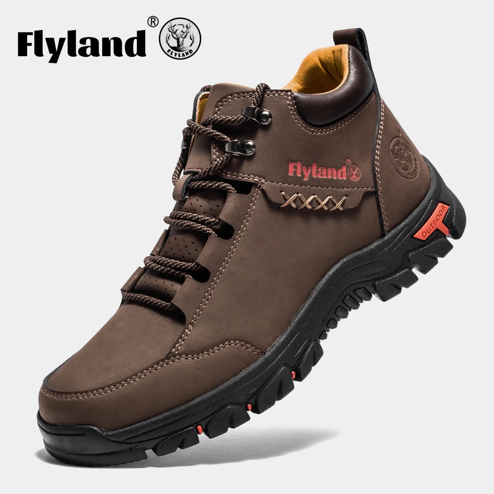 FLYLAND Fashion Men Dress Boots Male Split Leather Shoes Casual Handmade Shoes Luxury Men Ankle Boots