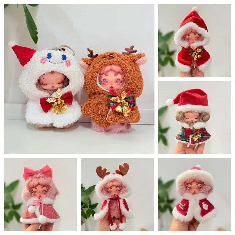 

Doll Outfit For 17cm Skull Panda Christmas & New Year Reindeer Bell Cape Plush Snowman Dress With Shawl